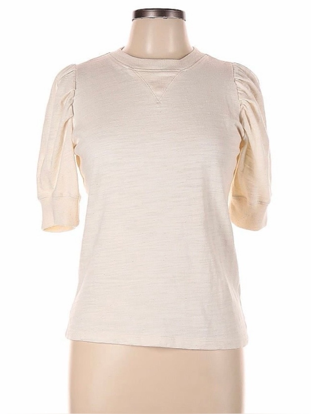 Frame Ivory Sweatshirt Top with Puff Sleeves